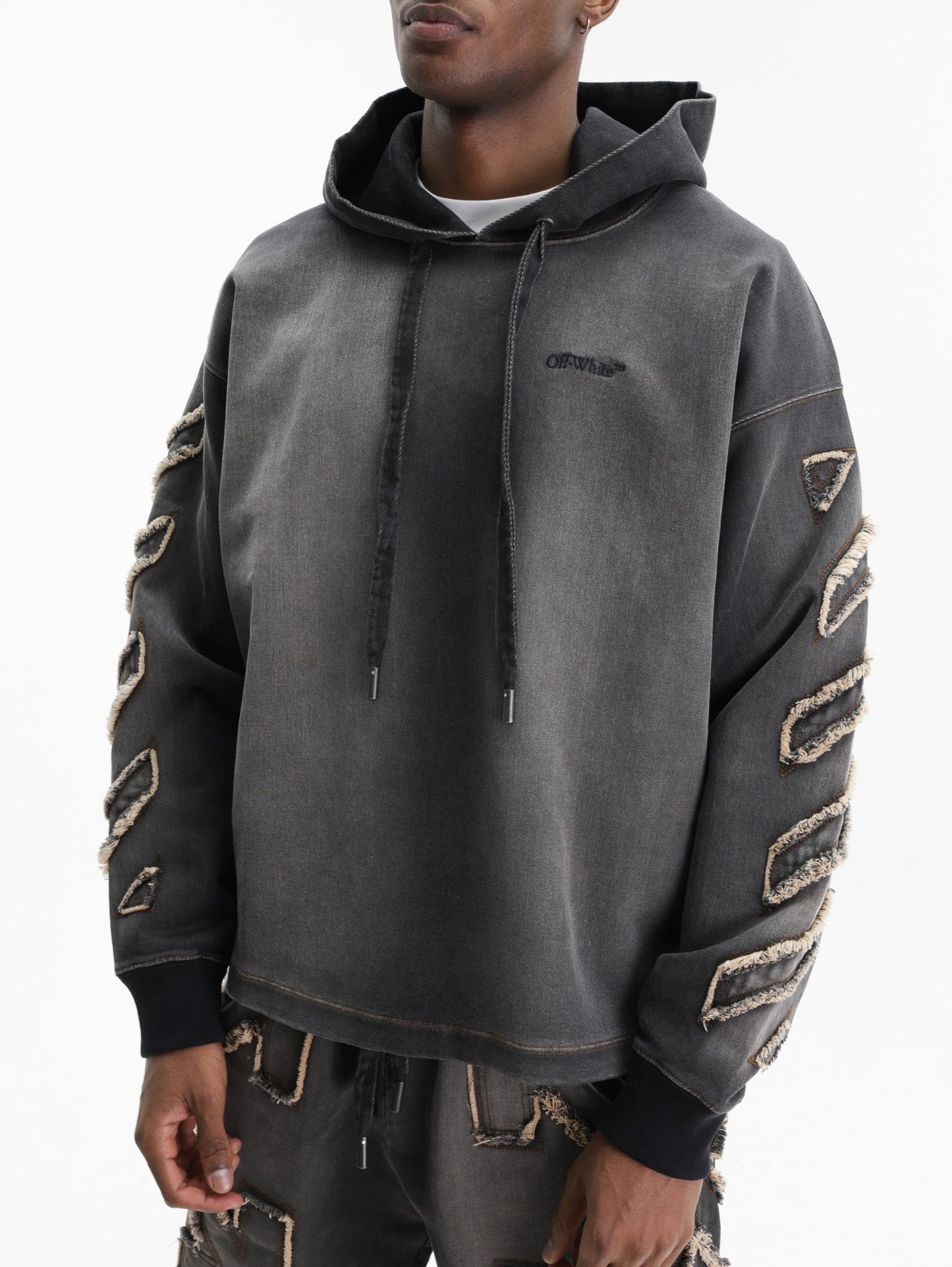 Off - White Hoodie Arrow Distr Den Black