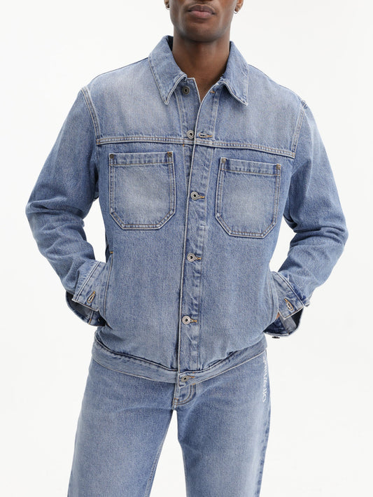 Off - White Jacket Half Arrow Denim Medium Wash