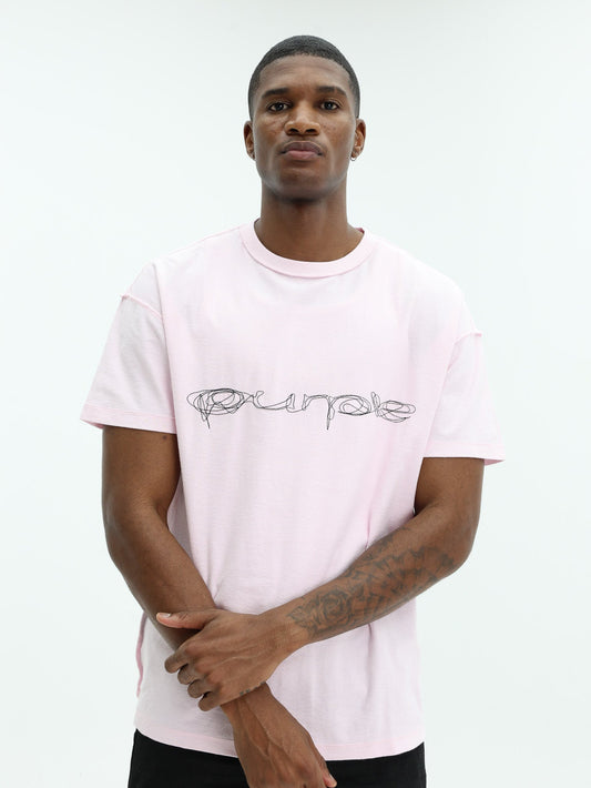 Purple T-Shirt Textured Inside Out Tee Pink