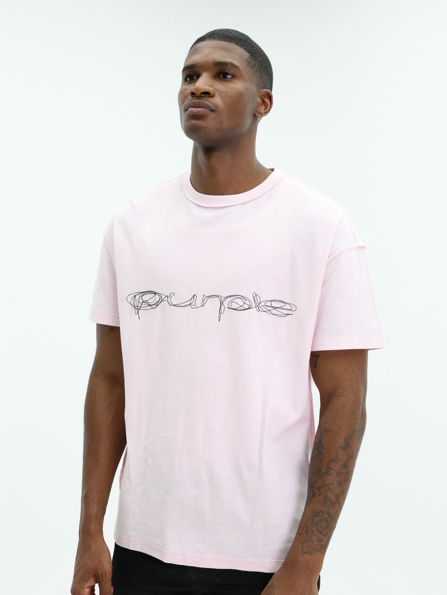 Purple T-Shirt Textured Inside Out Tee Pink