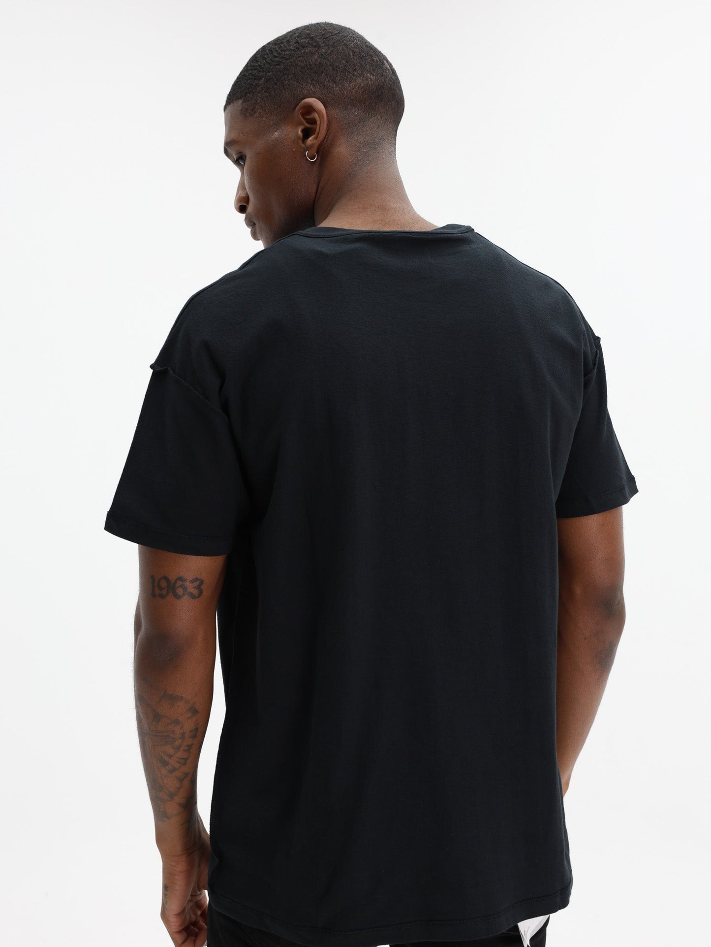 Purple T-Shirt Textured Inside Out Tee Black