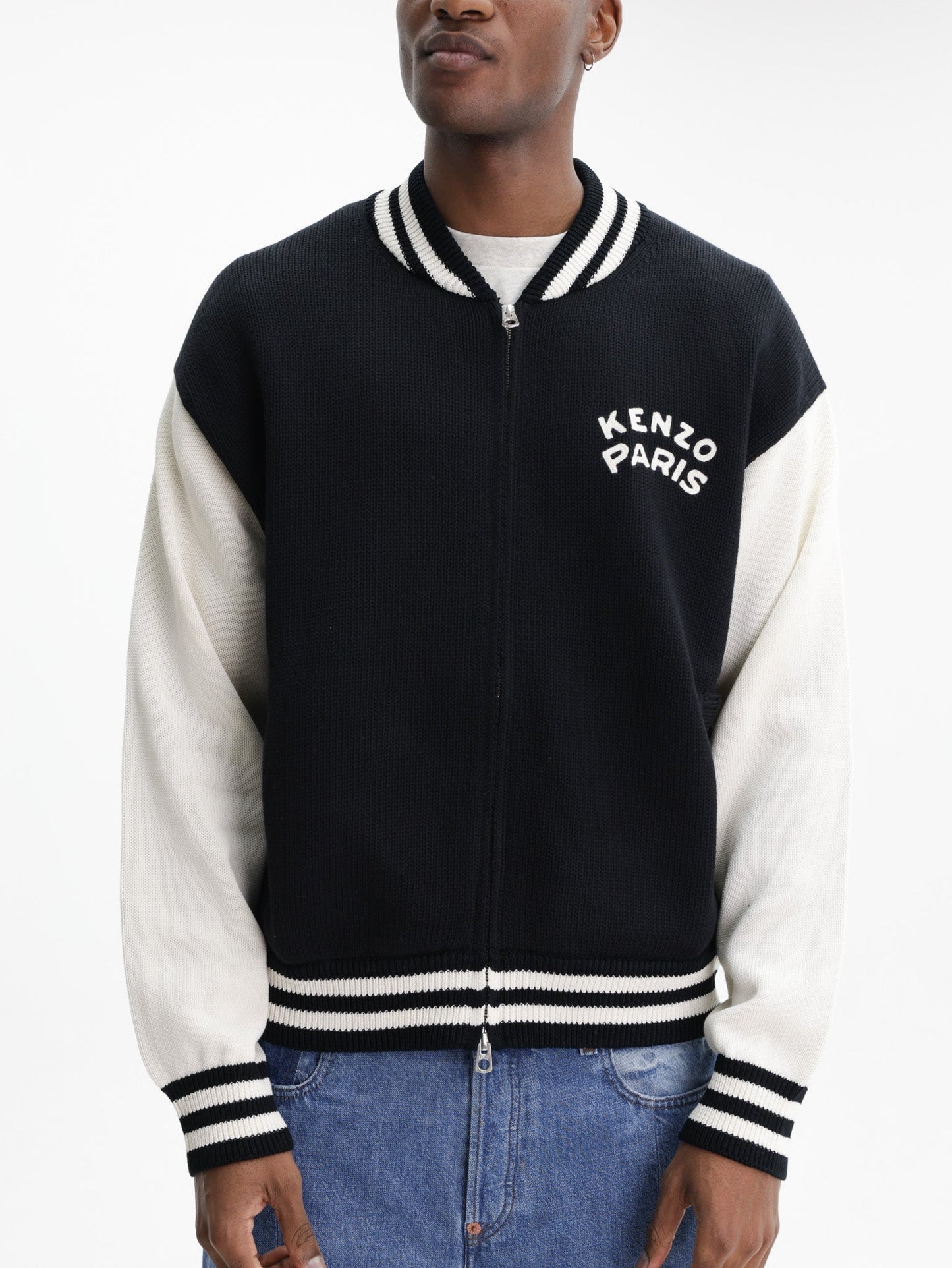 Kenzo Cardigan Varsity Zip Up Black