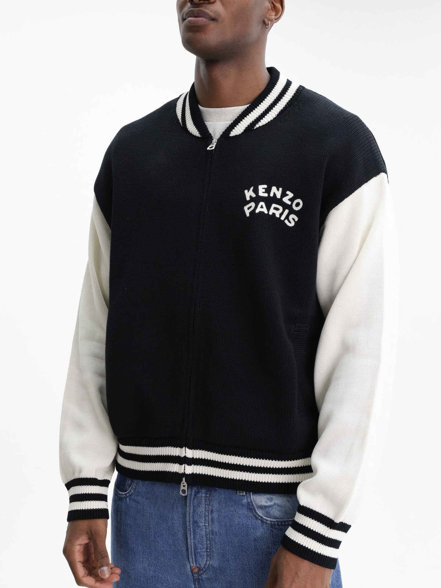 Kenzo Cardigan Varsity Zip Up Black