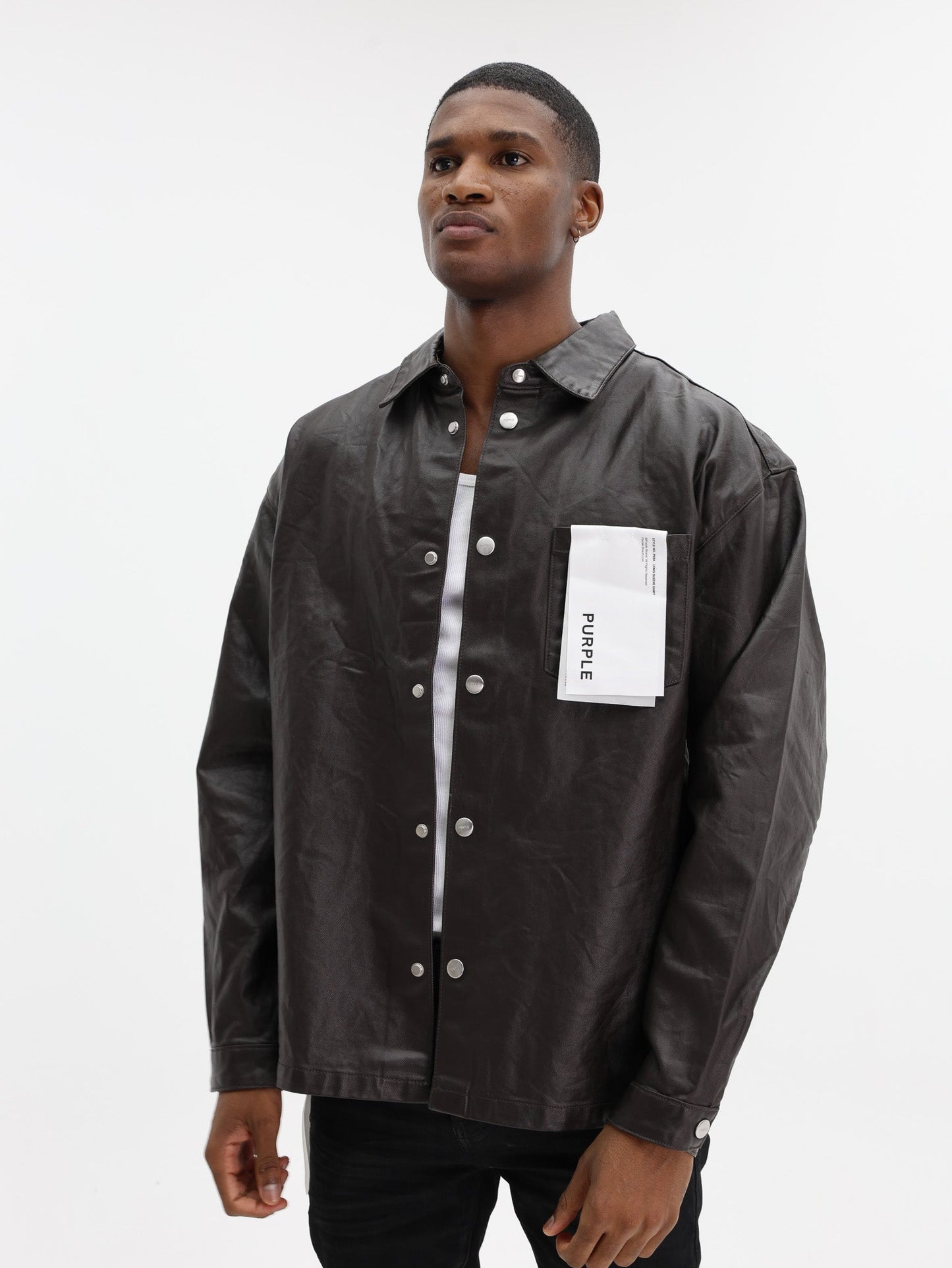 Purple Shirt Ls Shirt Mono Embossed Film Brown