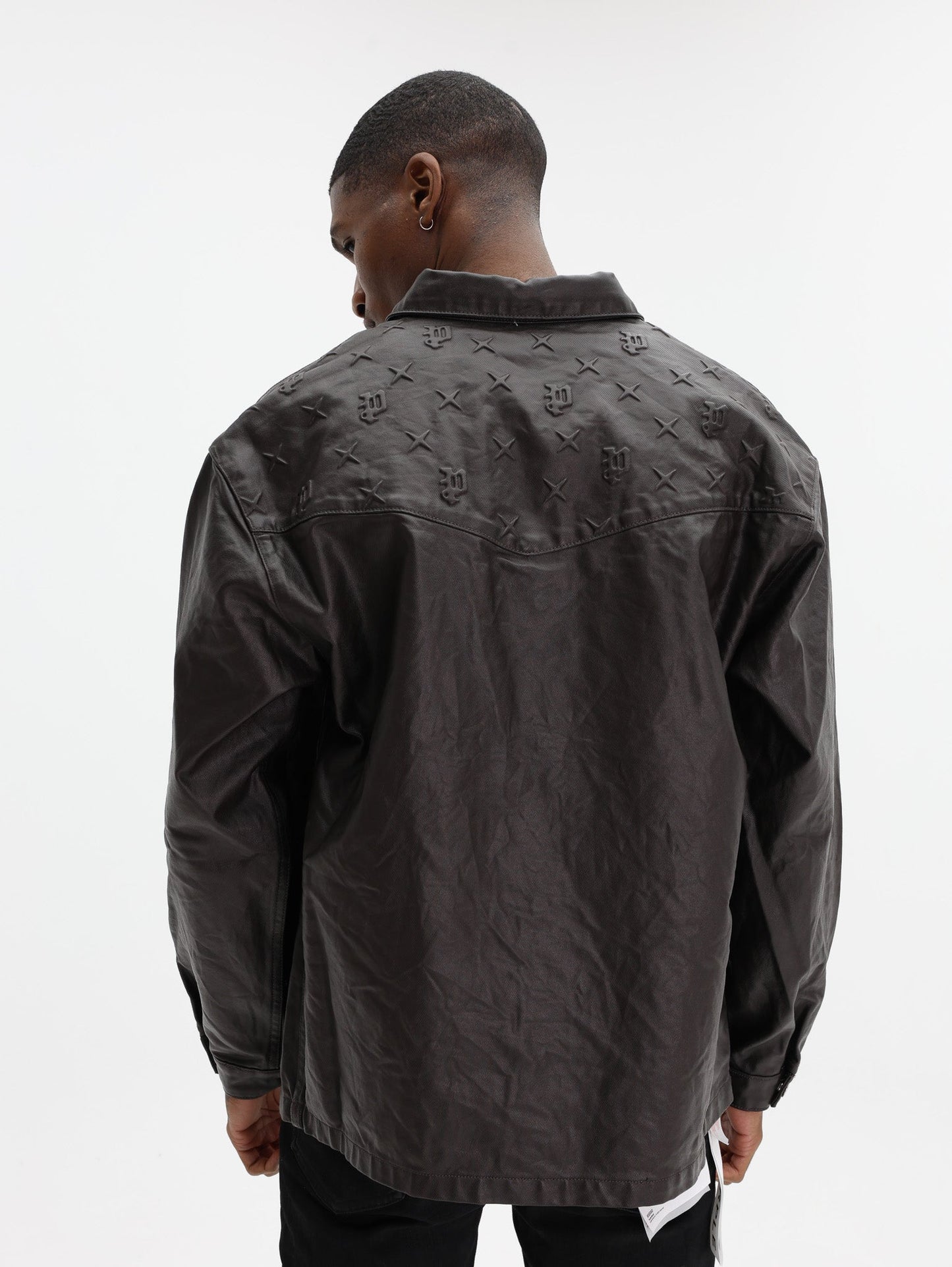 Purple Shirt Ls Shirt Mono Embossed Film Brown