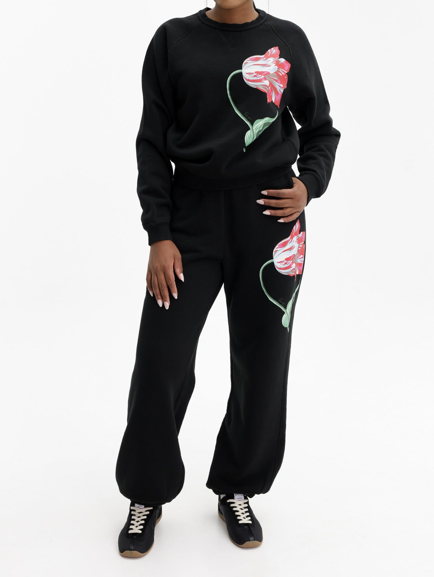 Kenzo Jogger Flower Print Pants Black