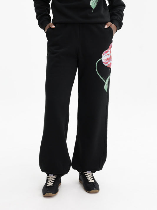 Kenzo Jogger Flower Print Pants Black