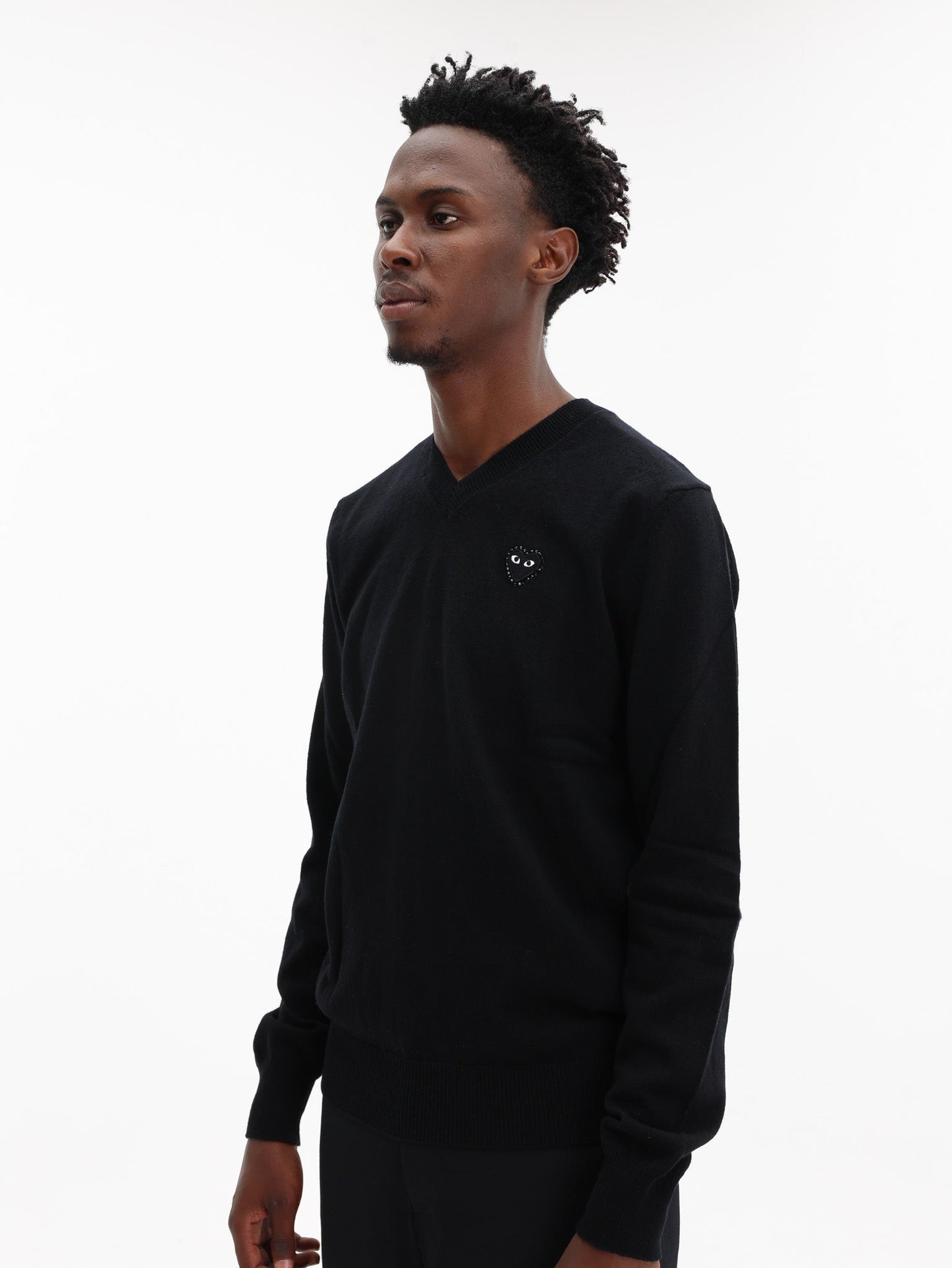 Comme Des Garcons Sweater V Neck Black Rhinestone Black