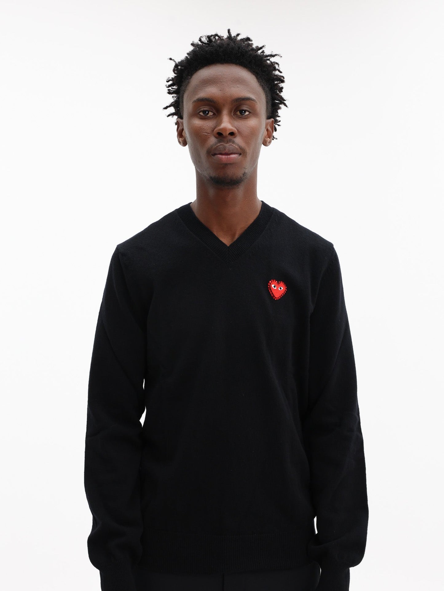 Comme Des Garcons Sweater Red Rhinestone Emblem Black