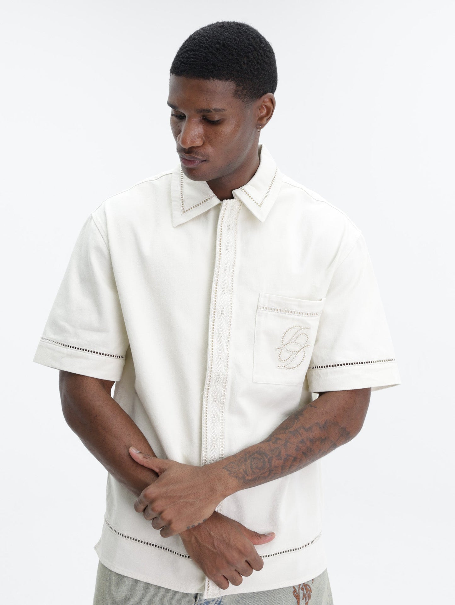 Drole Shirt Broderie D Miroir Coton Off White