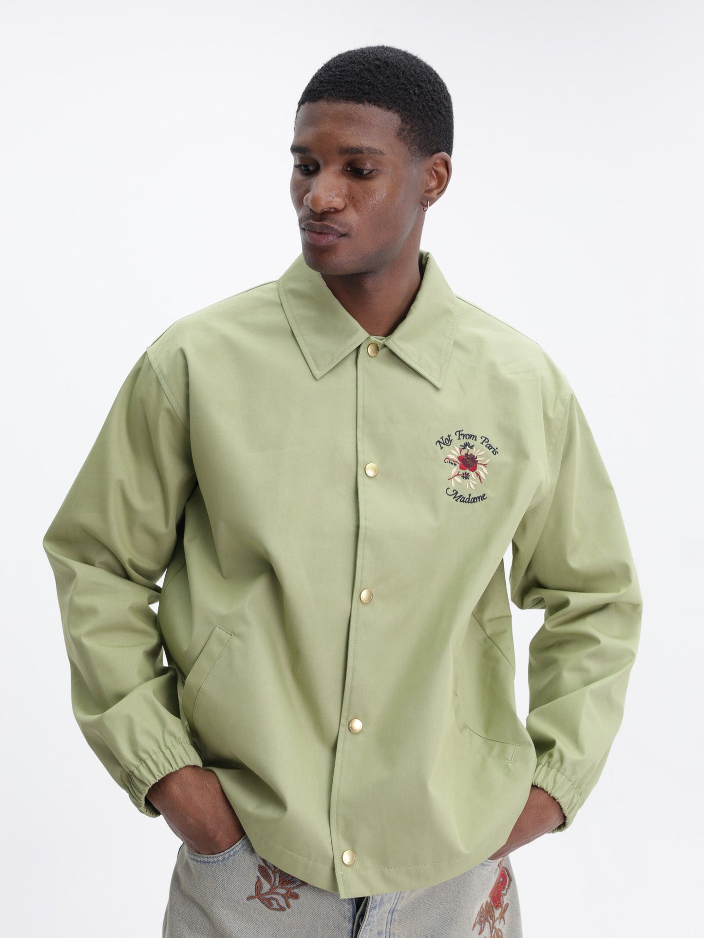 Drole Jacket Slogan Rose Olive