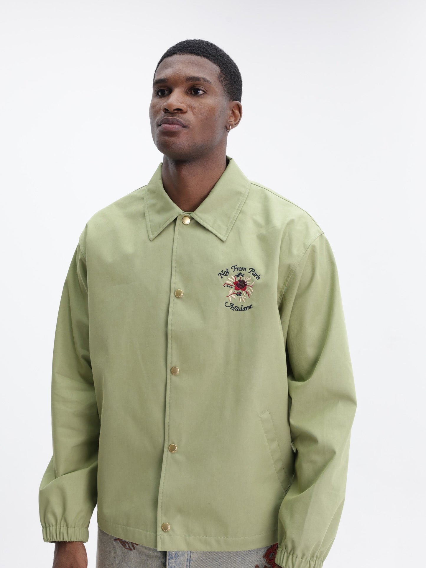 Drole Jacket Slogan Rose Olive