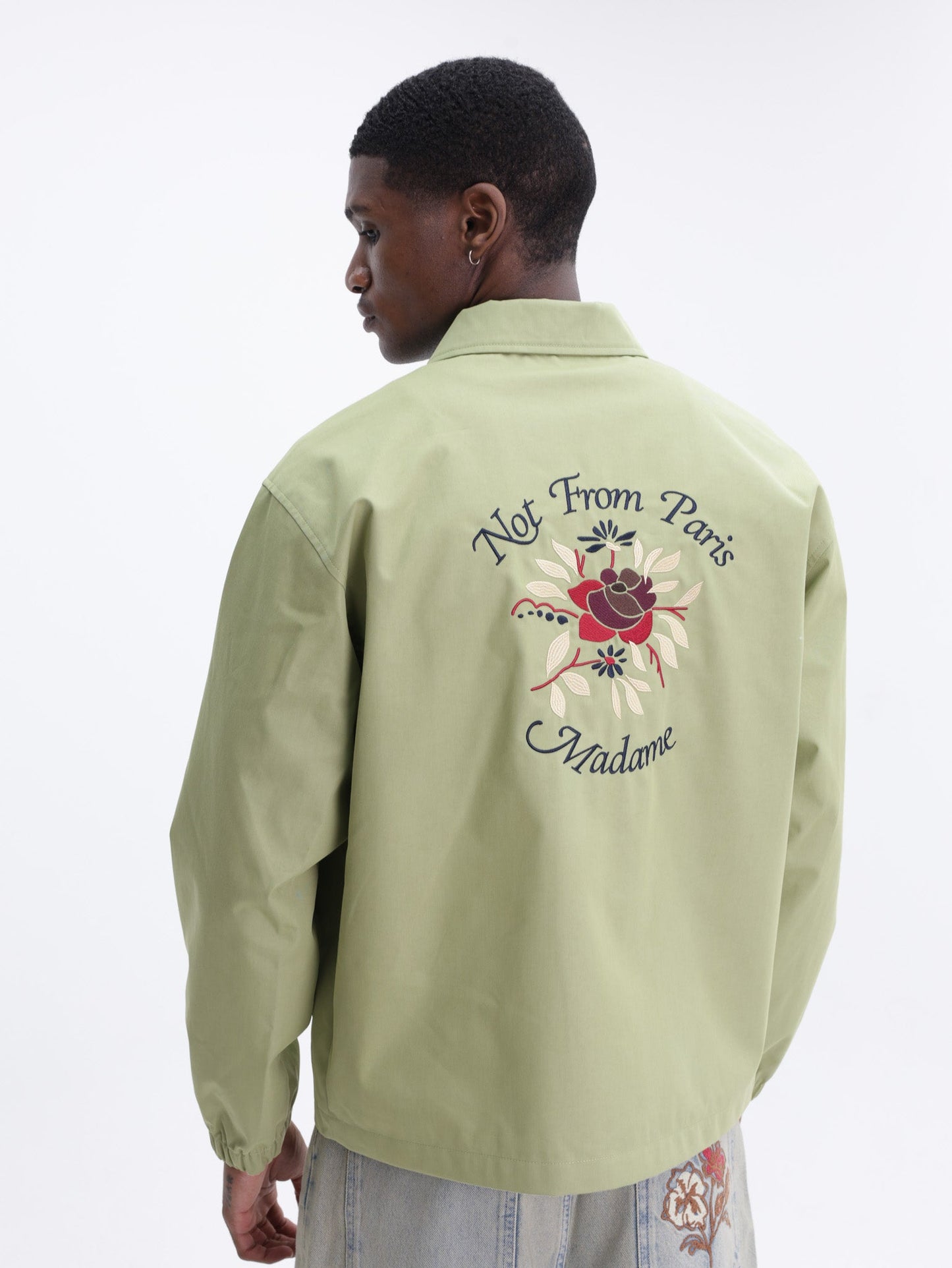 Drole Jacket Slogan Rose Olive