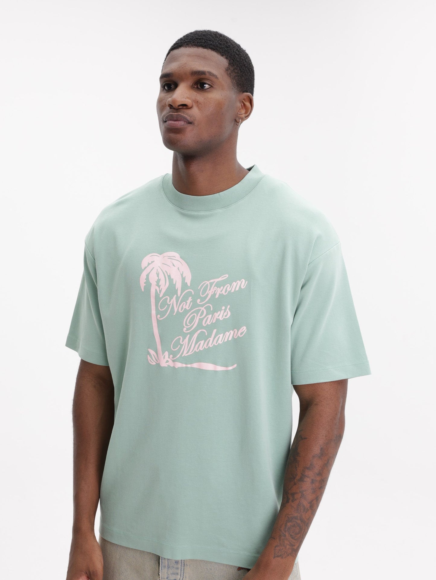 Drole T-Shirt Slogan Palmiers Water Green