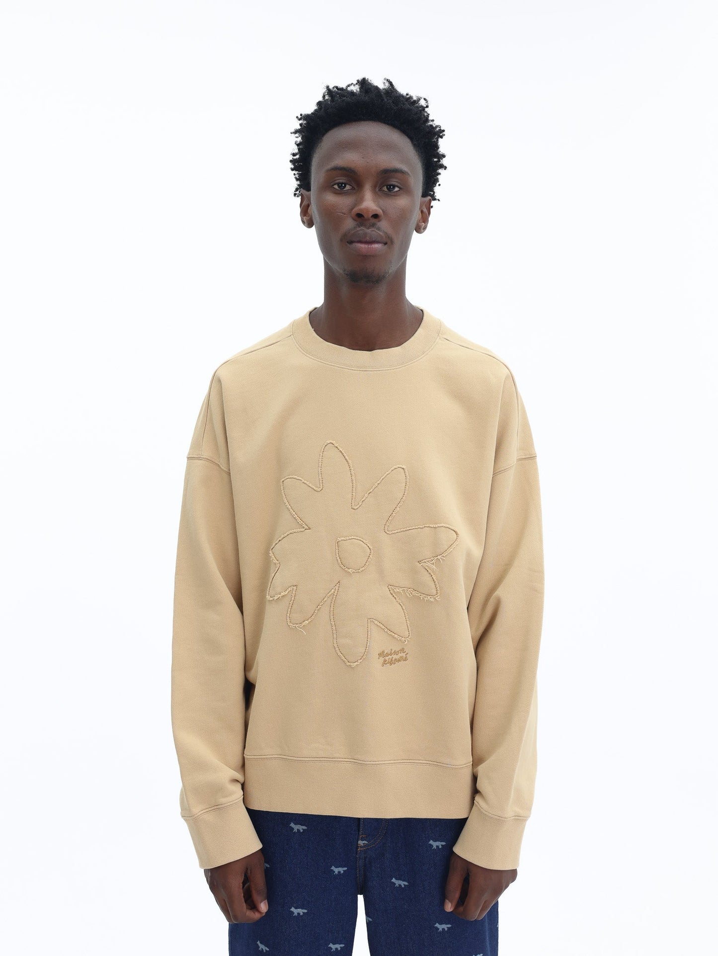 Maison Kitsune Sweatshirt Crafted Daisy Oversize Beige