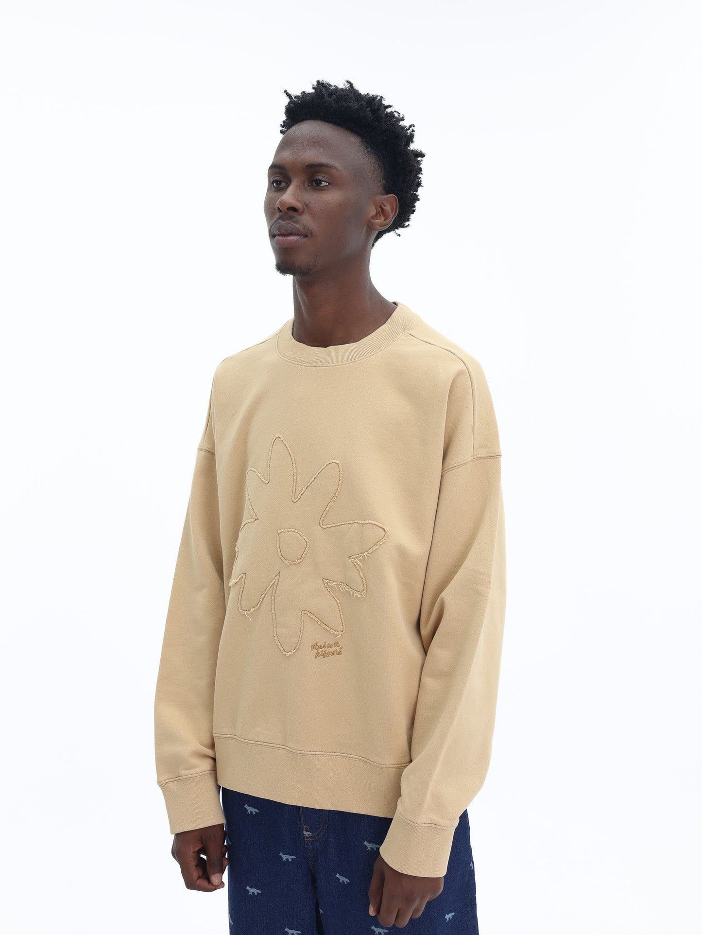 Maison Kitsune Sweatshirt Crafted Daisy Oversize Beige