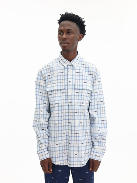 Maison Kitsune Shirt Skate Double Pocket Blue