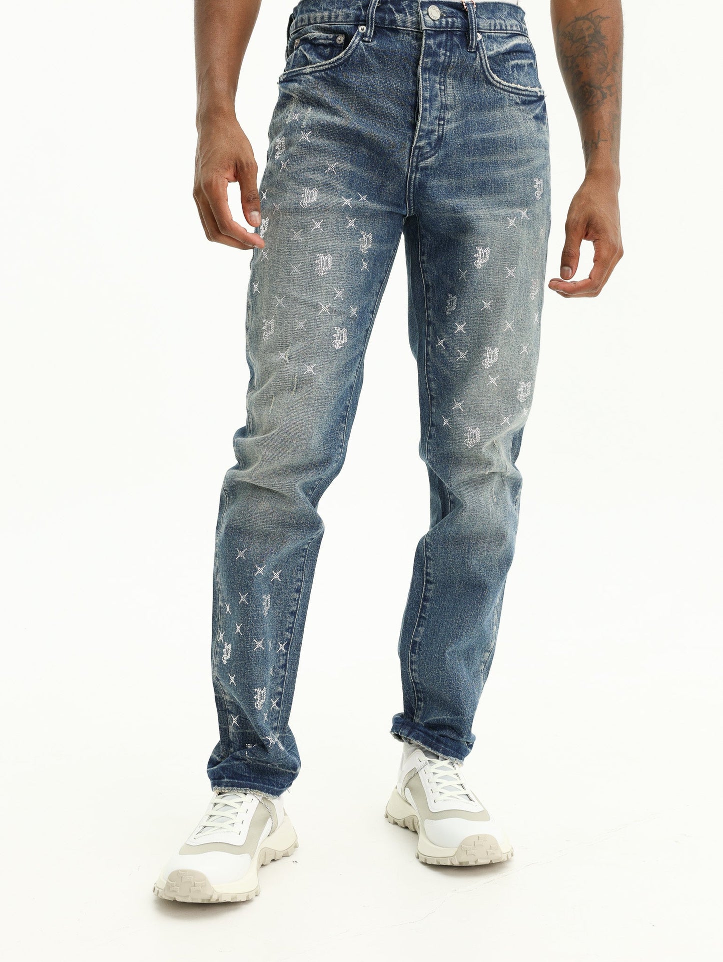 Purple Jeans Mono Bling Vintage Mid Indigo