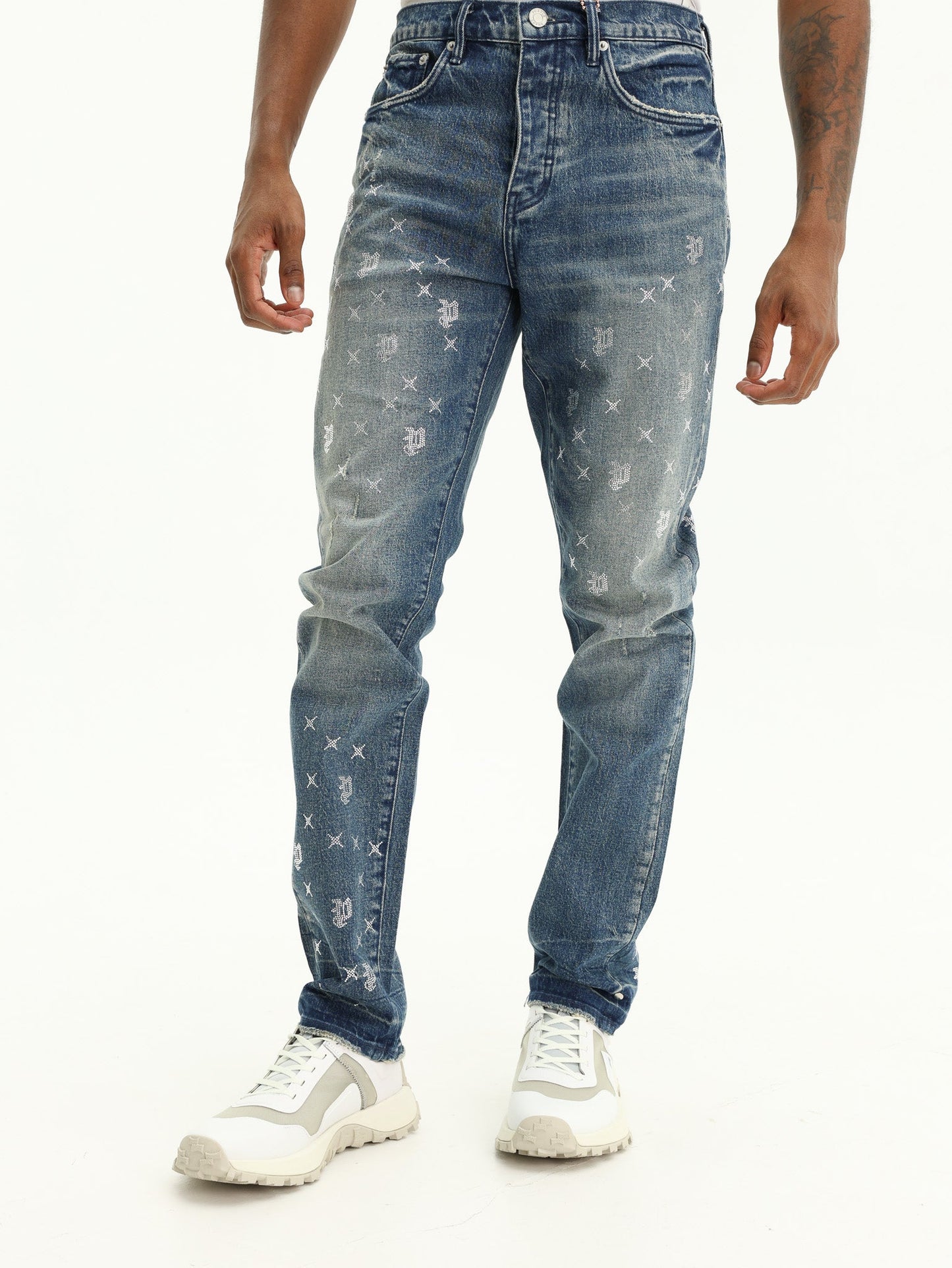 Purple Jeans Mono Bling Vintage Mid Indigo