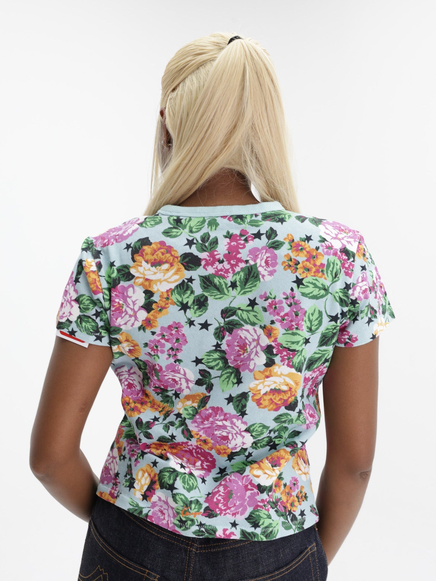 Kenzo T-Shirt Floral Off Aqua