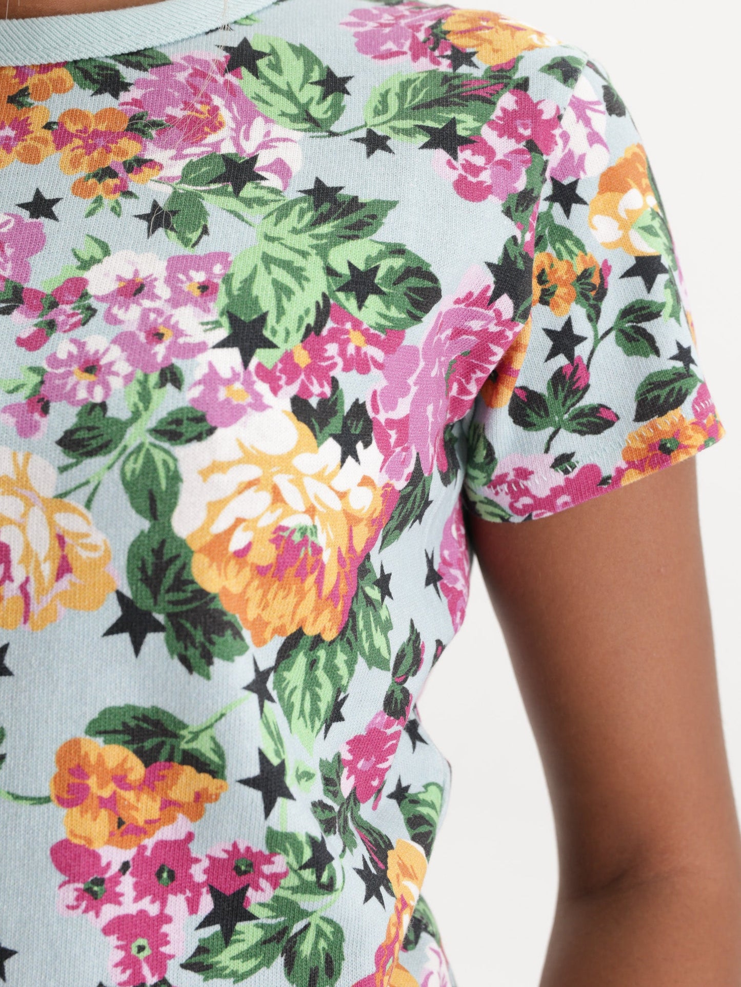 Kenzo T-Shirt Floral Off Aqua