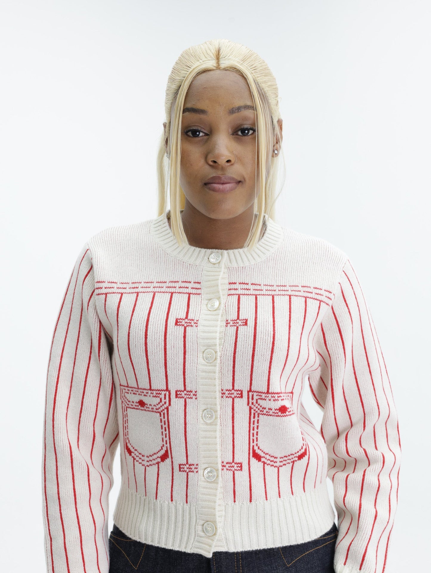 Kenzo Cardigan Off White-Red