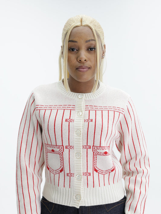 Kenzo Cardigan Off White-Red