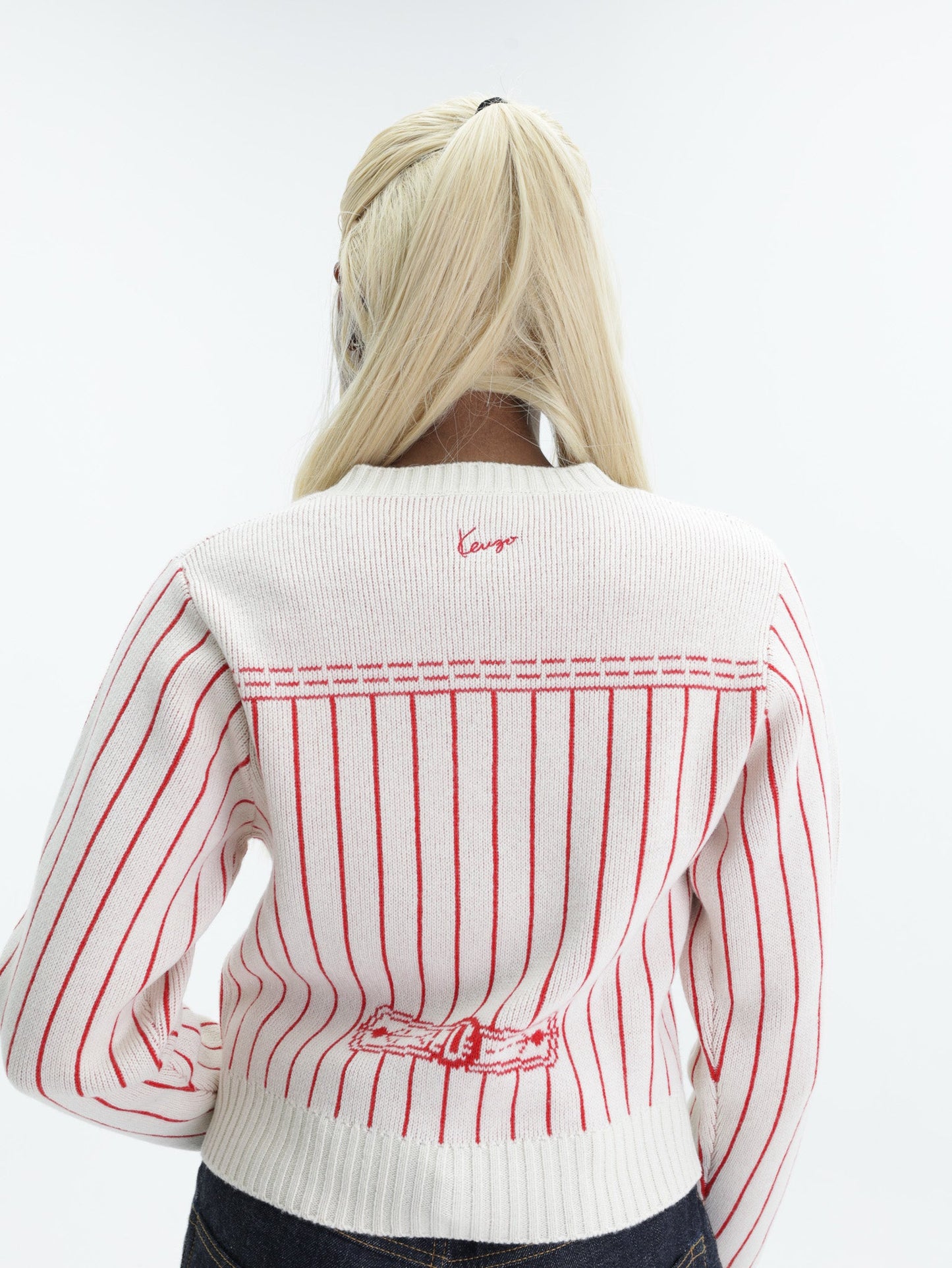 Kenzo Cardigan Off White-Red