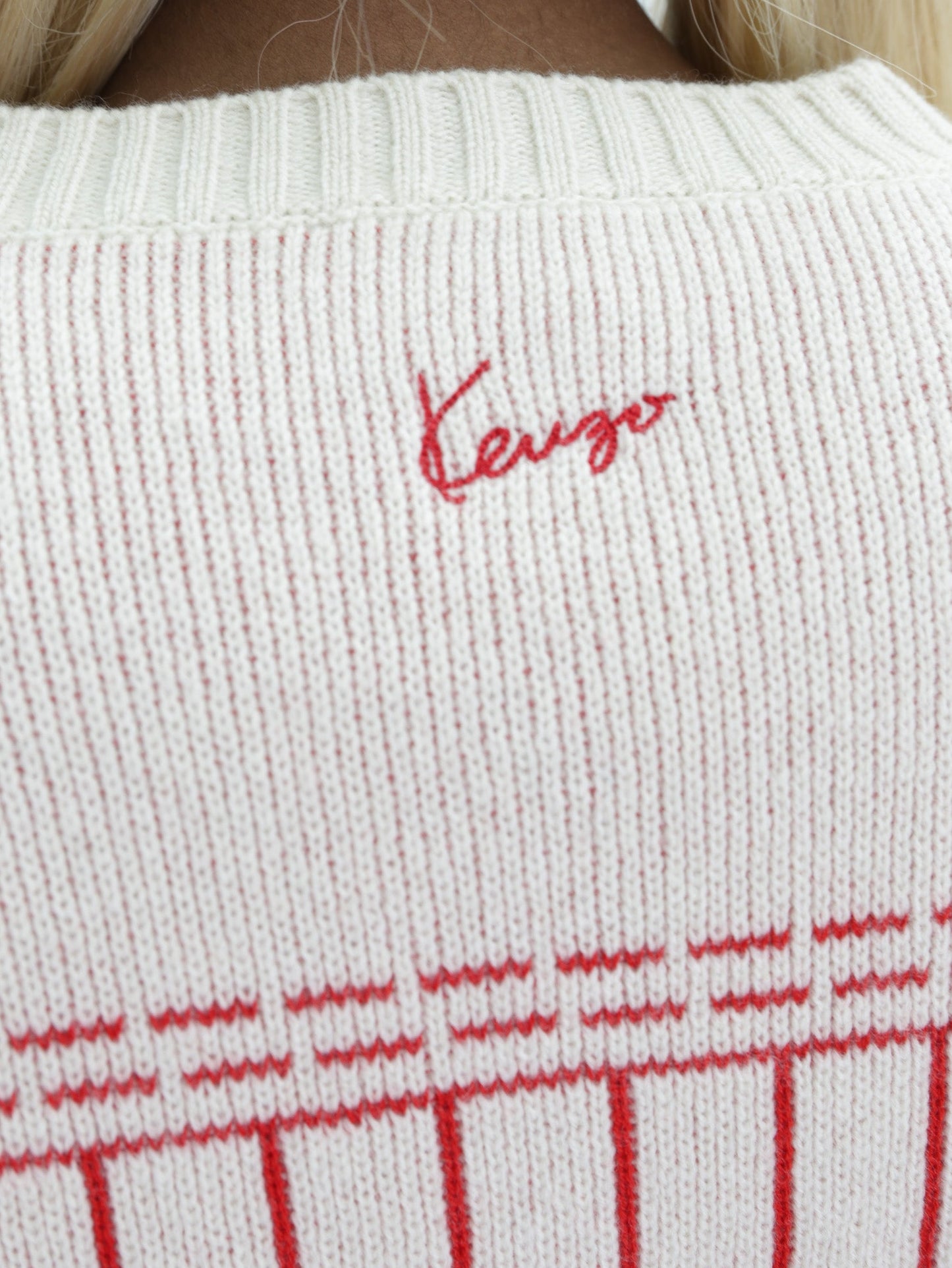 Kenzo Cardigan Off White-Red