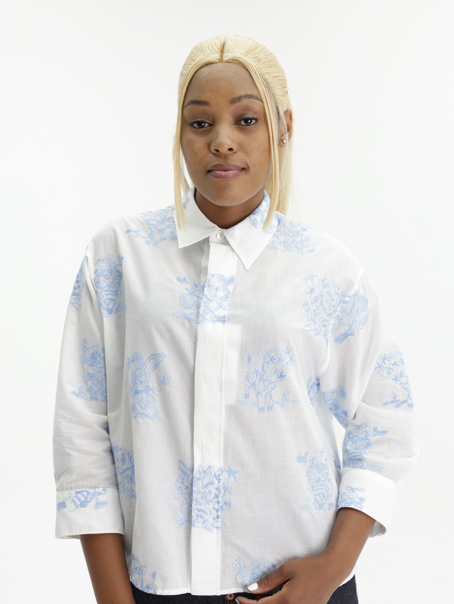 Kenzo Shirt LS White-Blue