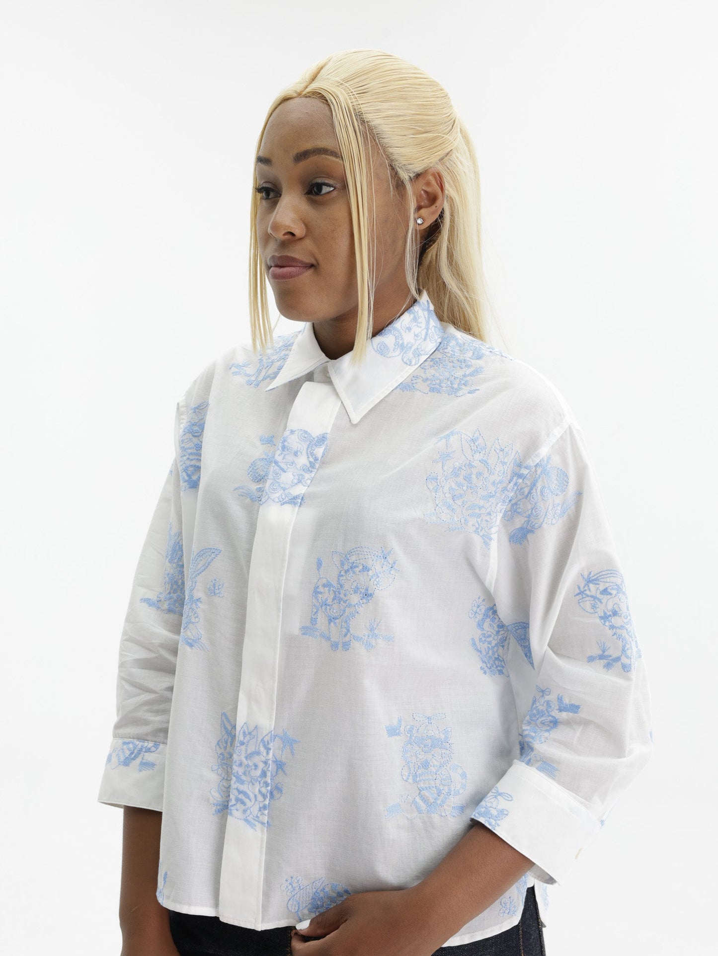 Kenzo Shirt LS White-Blue