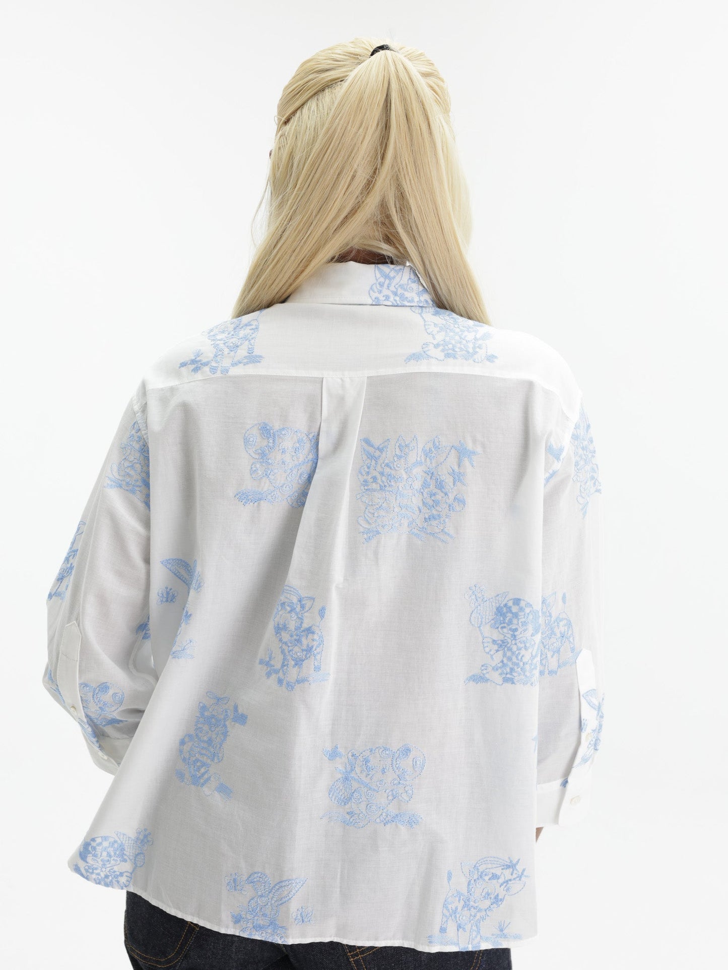 Kenzo Shirt LS White-Blue