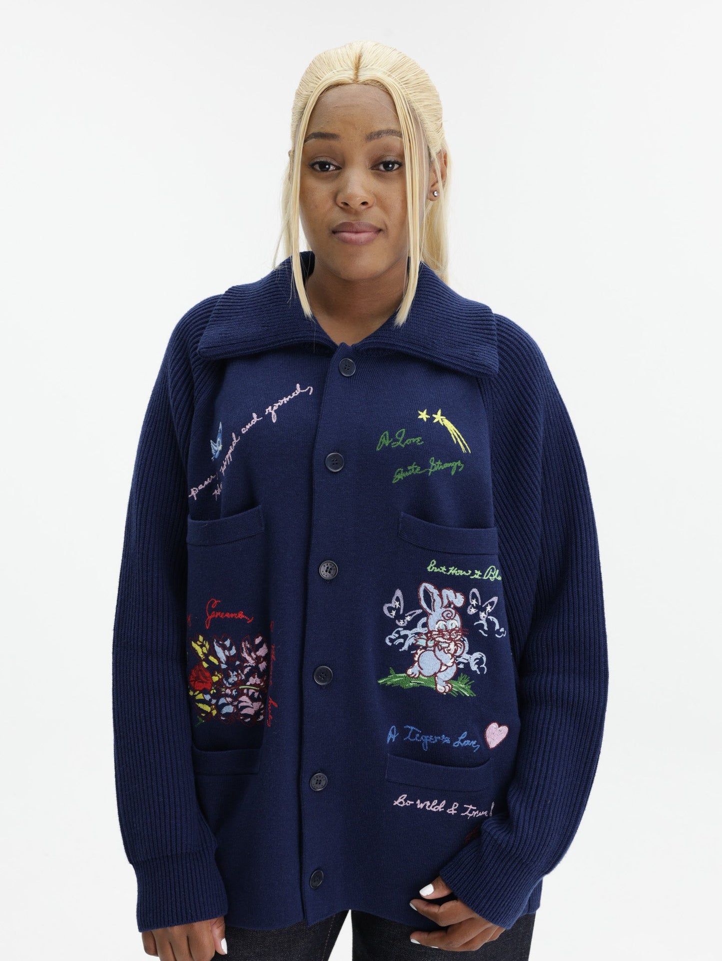 Kenzo Cardigan Cartoon Navy Blue