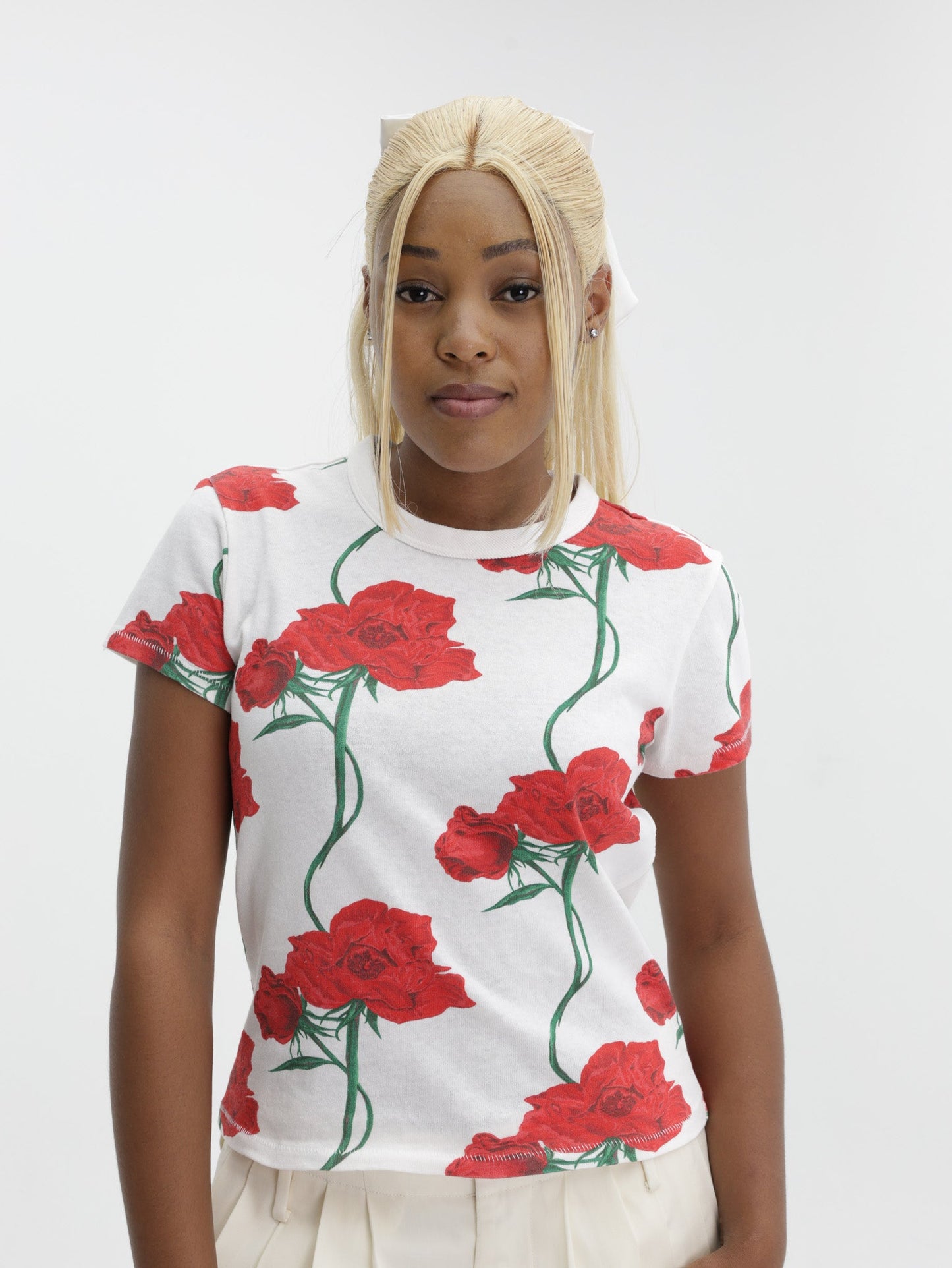 Kenzo T-Shirt Floral Off White-Red