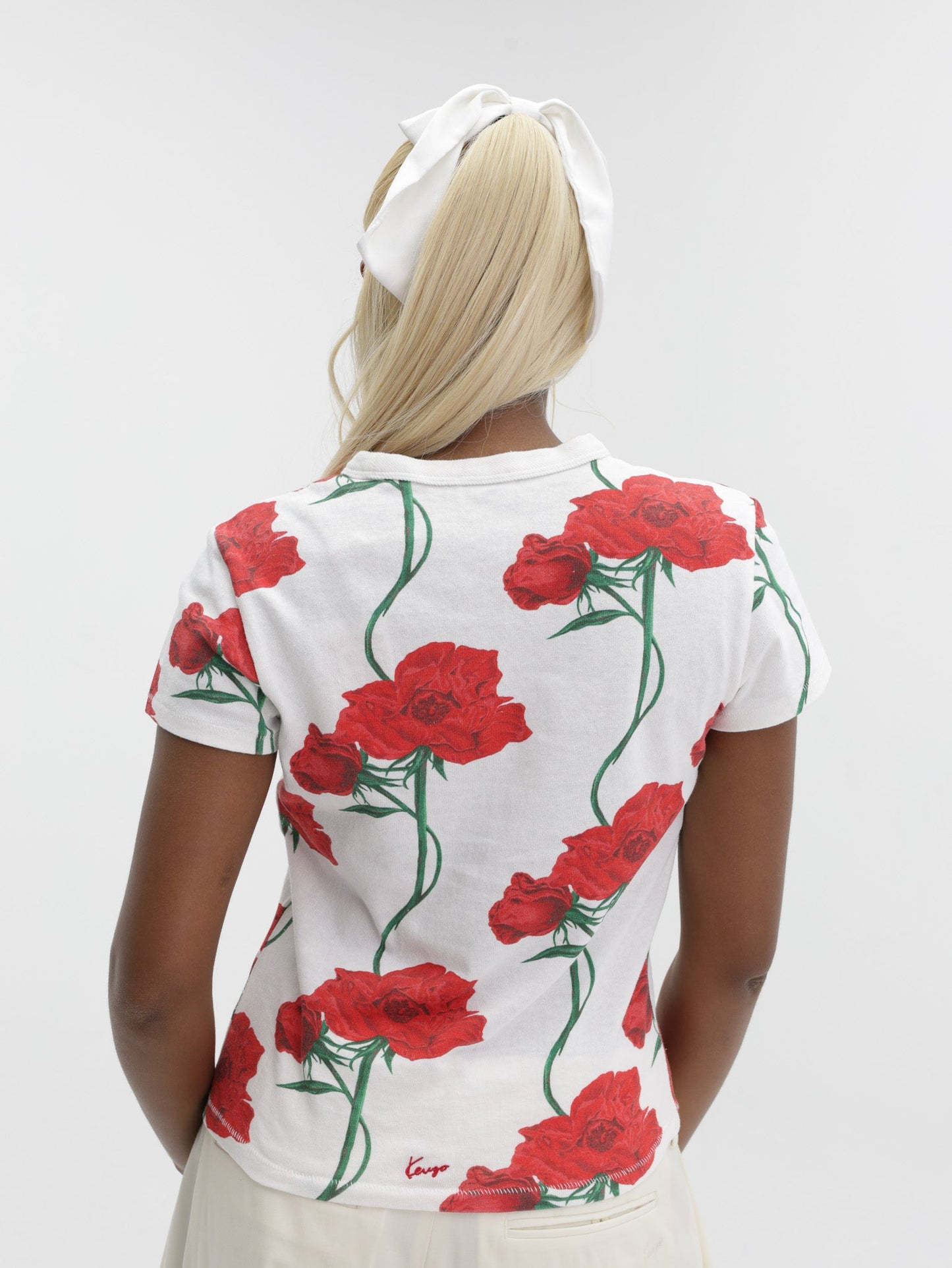 Kenzo T-Shirt Floral Off White-Red