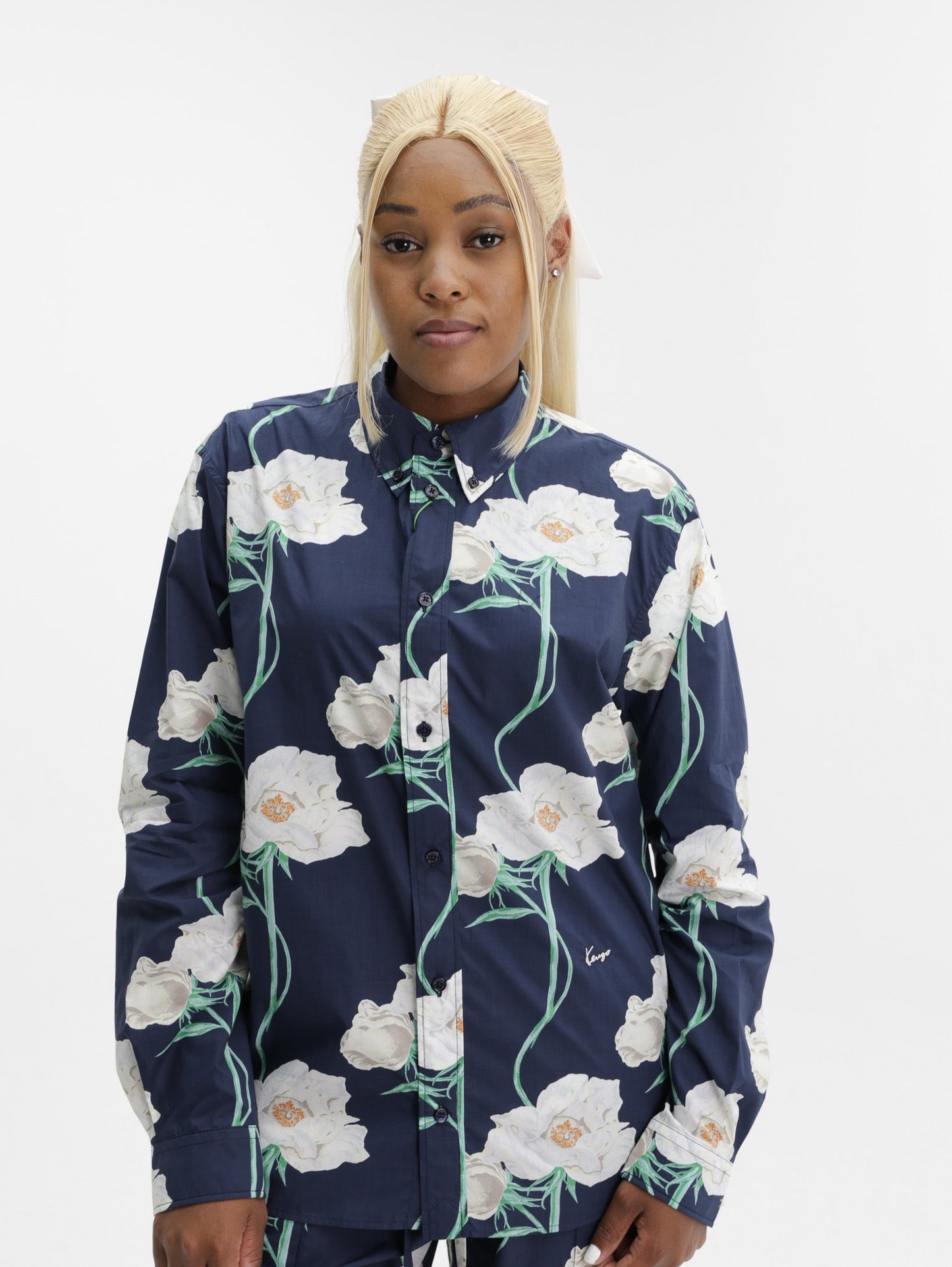 Kenzo Shirt LS Floral Navy Blue