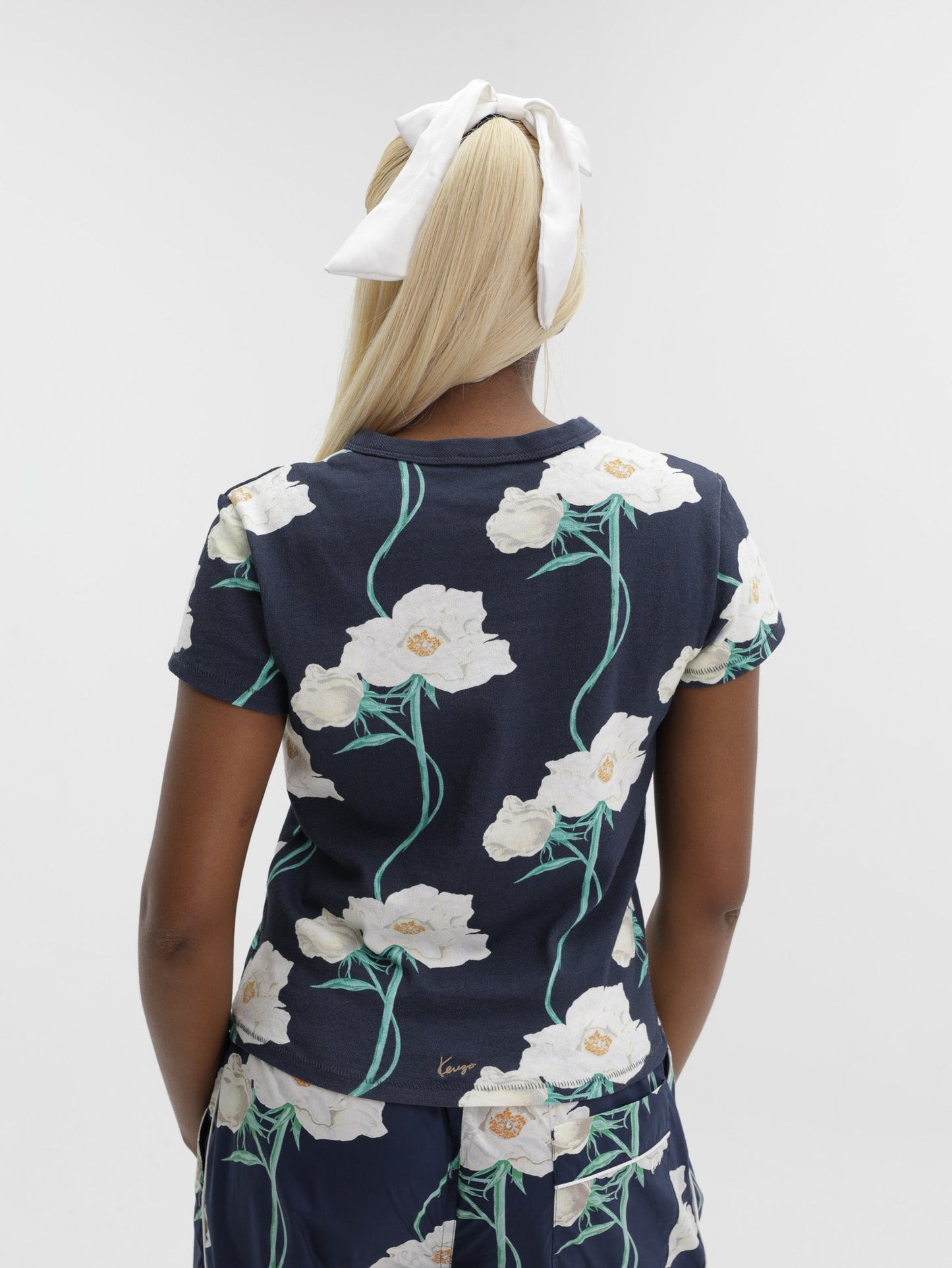 Kenzo T-Shirt Floral Off Navy Blue