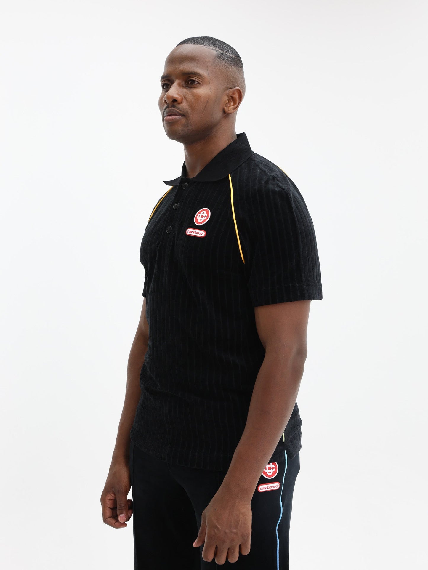 Casablanca Golfer Rib Velour Raglan Black