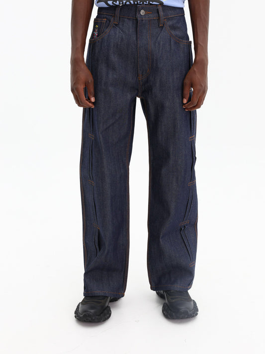 Kidsuper Jeans Raw Denim Pleated Indigo