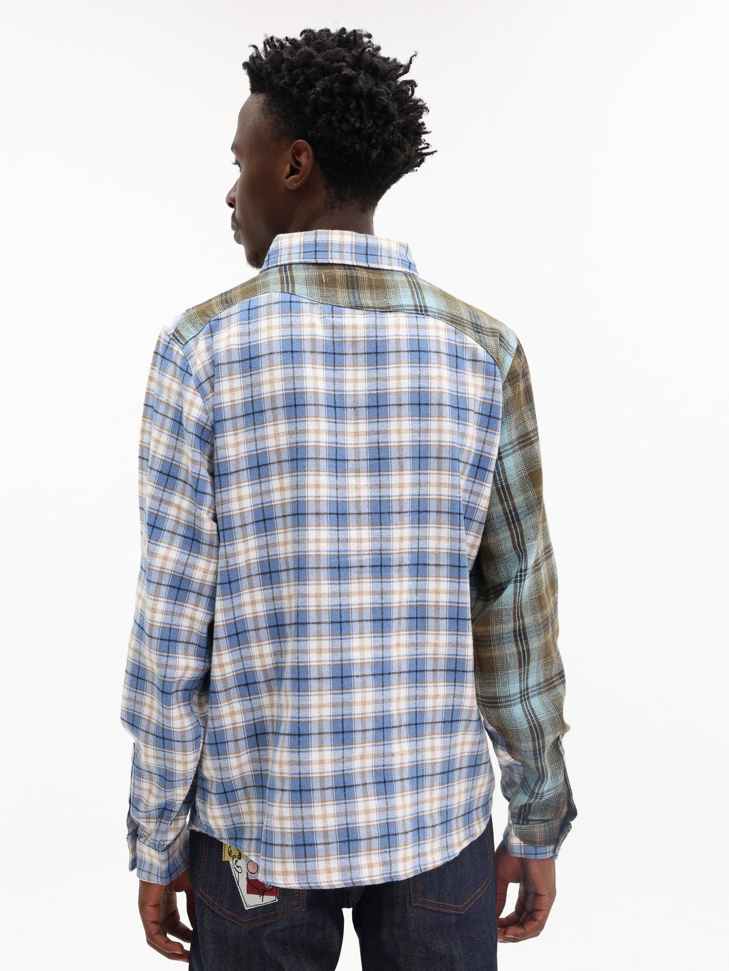 Kidsuper Shirt Patchwork Face Flannel Blue