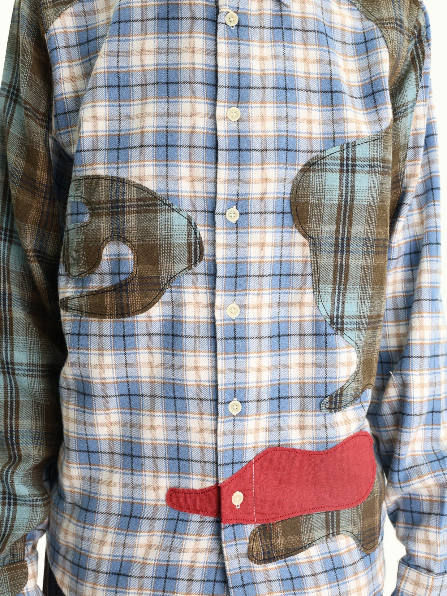 Kidsuper Shirt Patchwork Face Flannel Blue