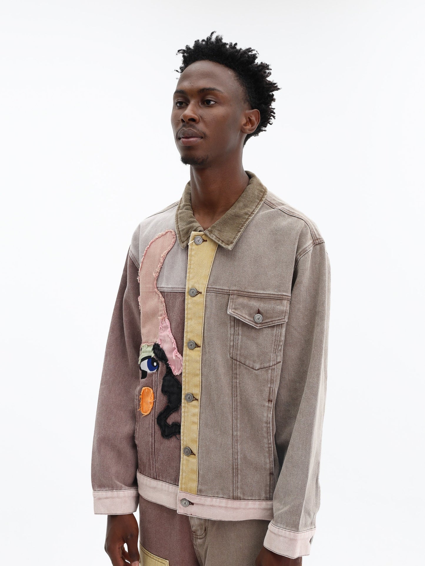 Kidsuper Jacket Patchwork Face Colorblocked Twill Brown