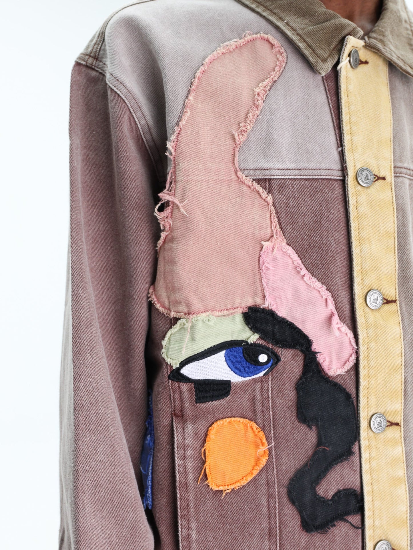 Kidsuper Jacket Patchwork Face Colorblocked Twill Brown