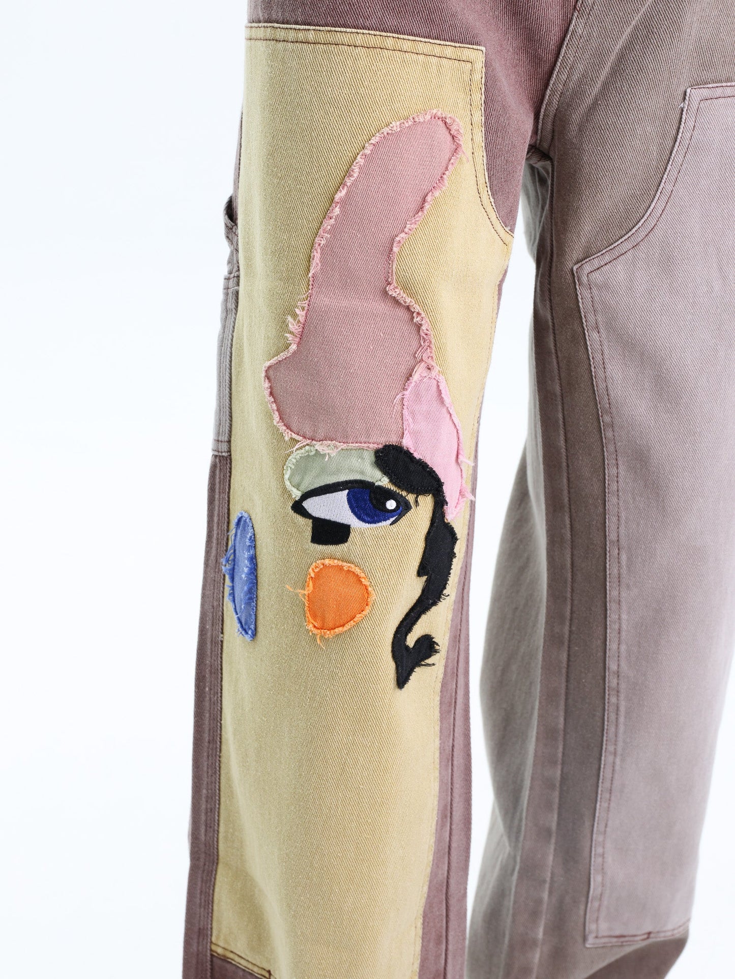 Kidsuper Pants Patchwork Face Double Knee Brown