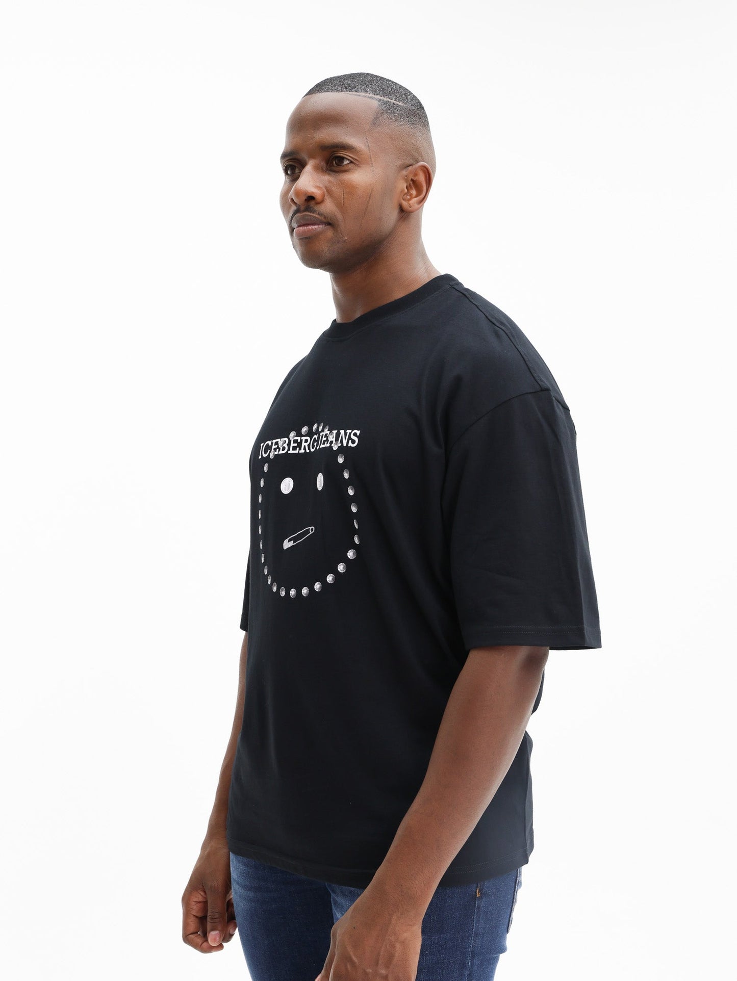 Iceberg T-Shirt Relaxed Fit Smile Print In Logoed Metal Black