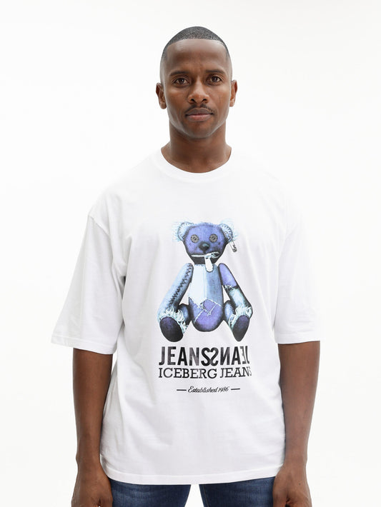 Iceberg T-Shirt Teddy Bear Print White