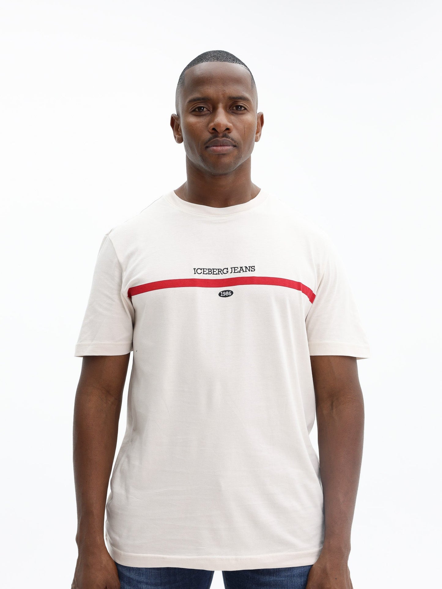 Iceberg T-Shirt 1986 Embroidery Logo Ivory