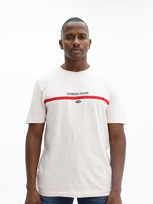Iceberg T-Shirt 1986 Embroidery Logo Ivory
