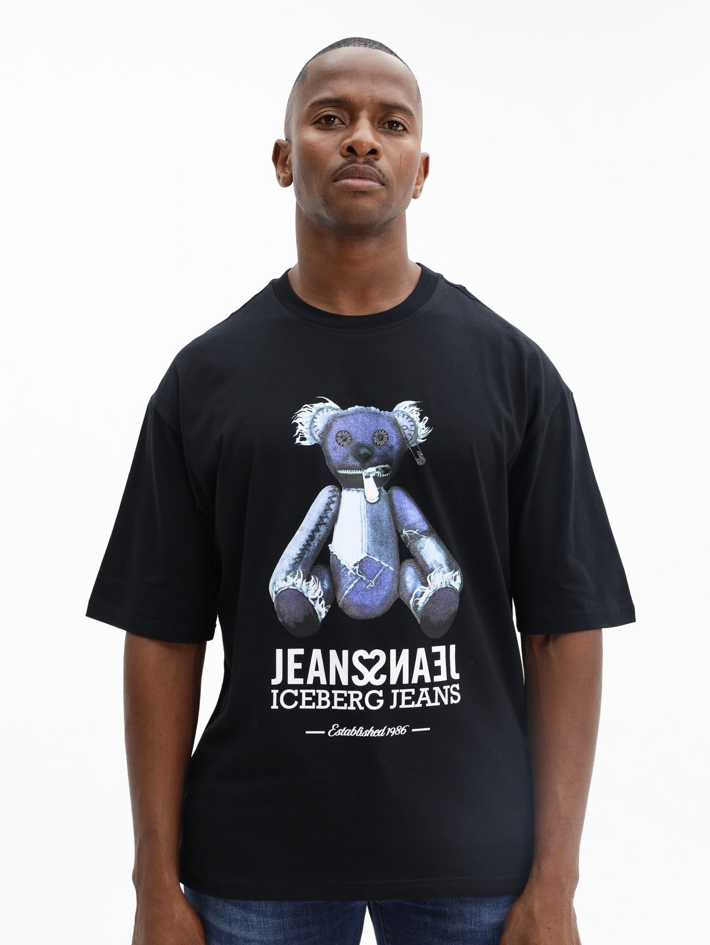 Iceberg T-Shirt Teddy Bear Print Black