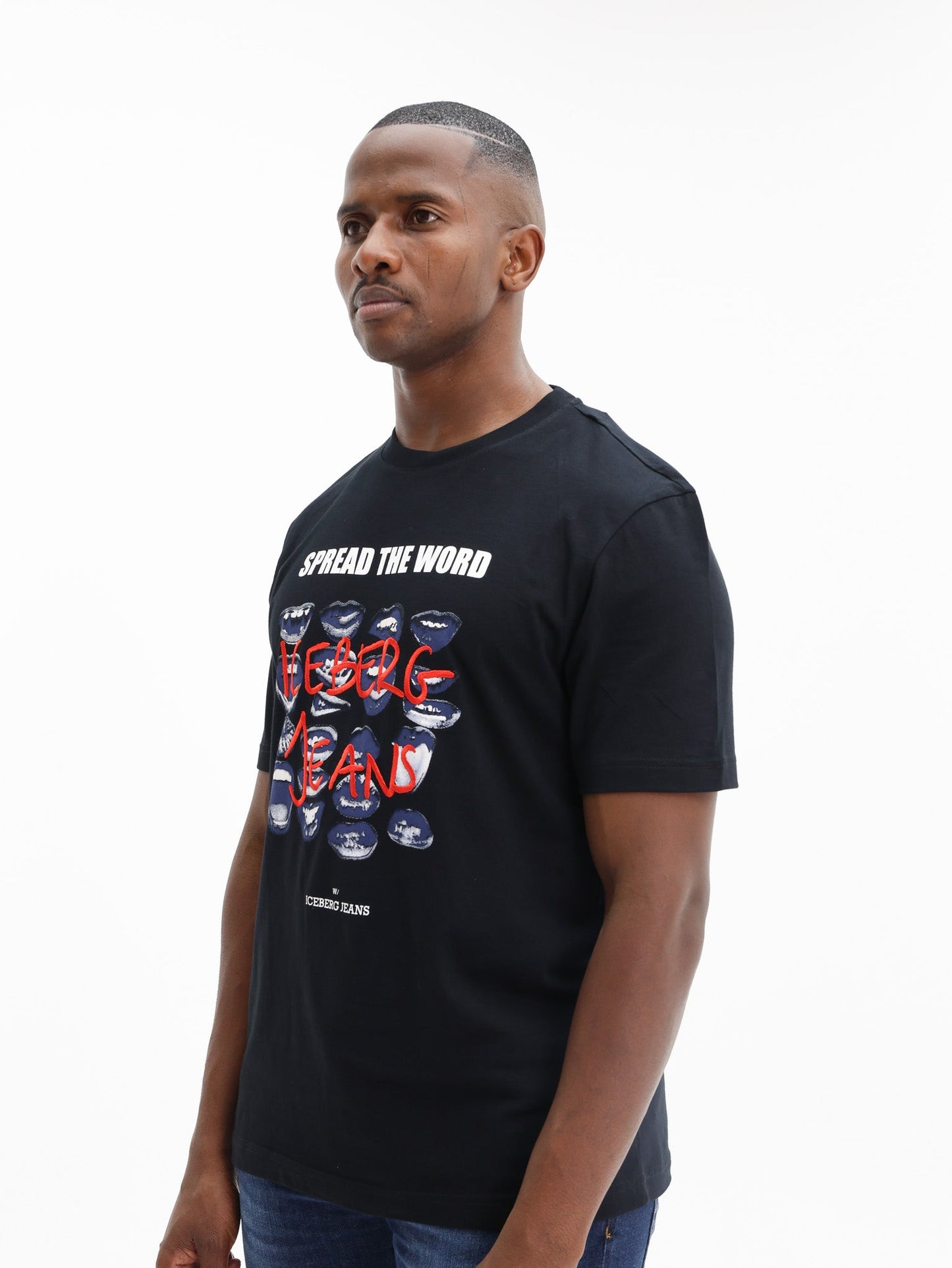Iceberg T-Shirt Mouth Print Logo Black